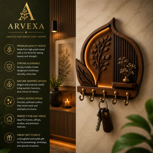 Arvexa Leaf Aura Wooden Key Holder