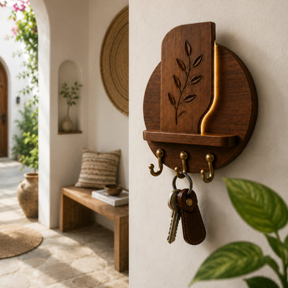 Norvika Glow Leaf Wooden Key Holder