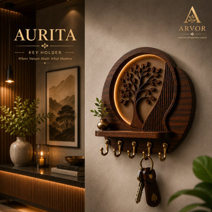 Aurita Tree Glow Wooden Key Holder