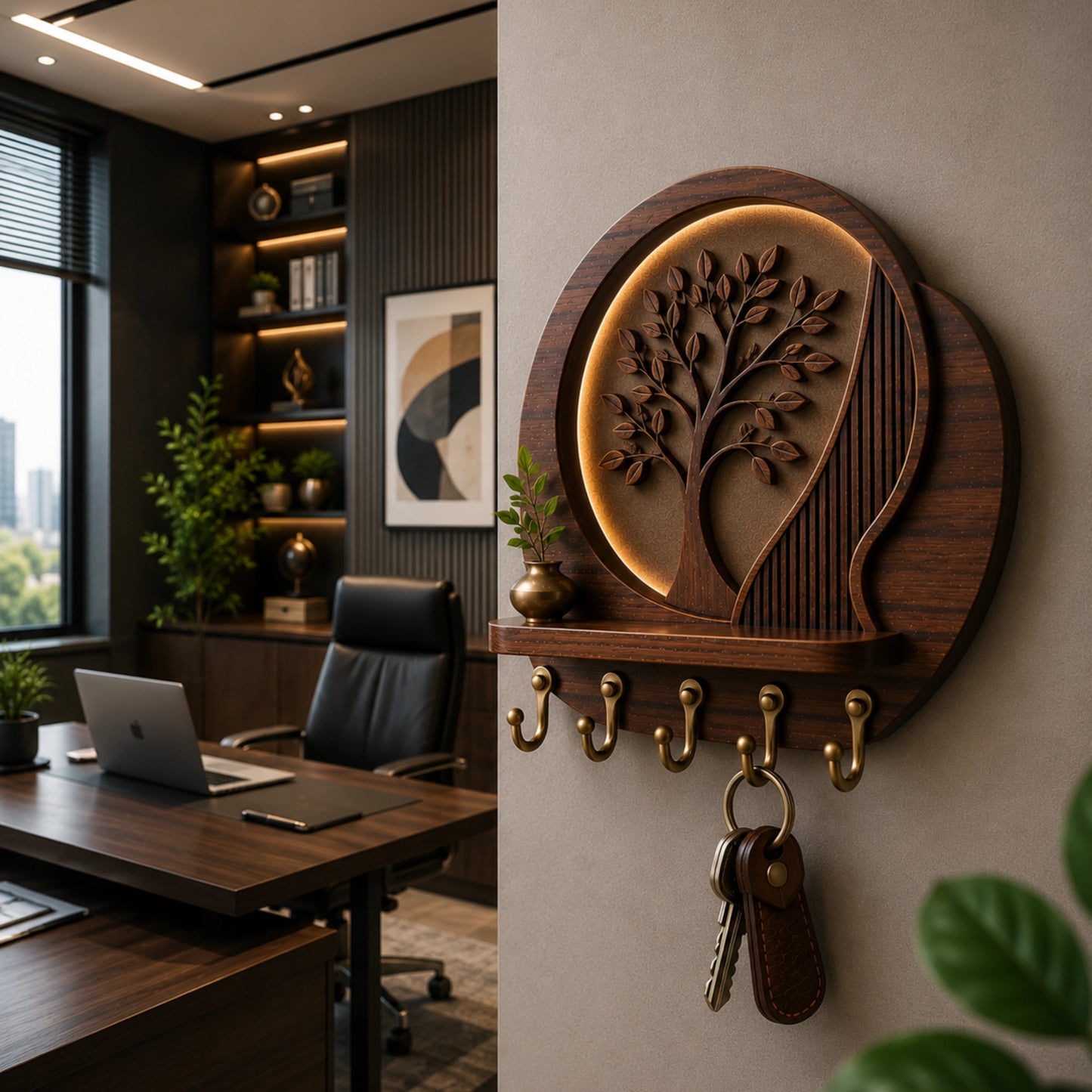 Aurita Tree Glow Wooden Key Holder