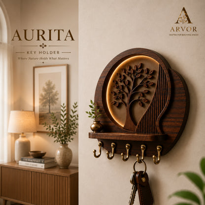 Aurita Tree Glow Wooden Key Holder