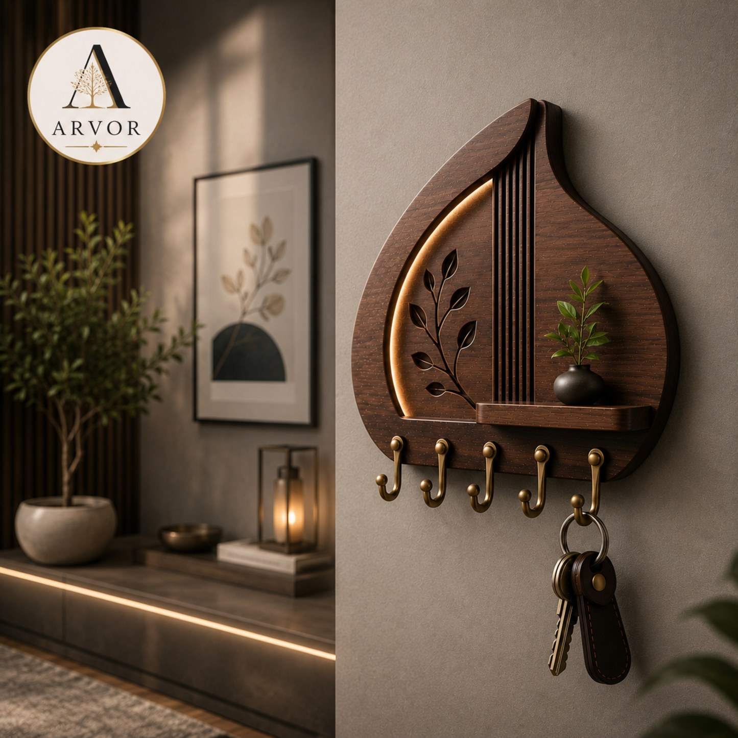 Elvano Nature Glow Wooden Key Holder