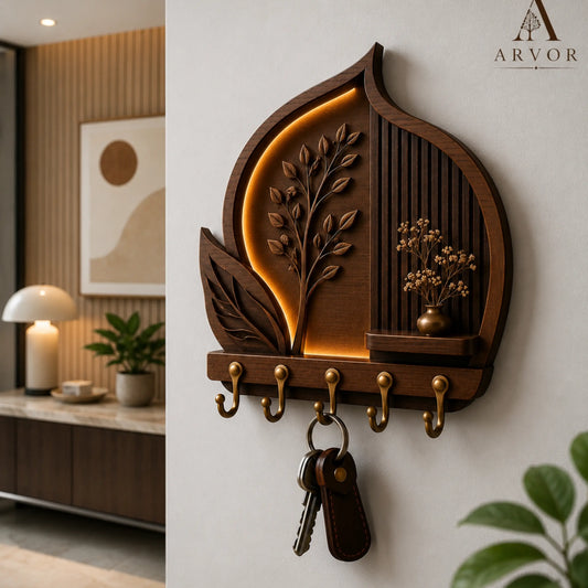 Arvexa Leaf Aura Wooden Key Holder