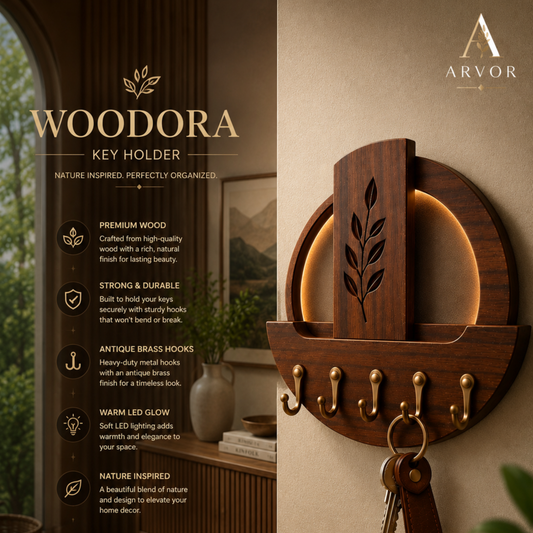 Woodora Glow Leaf Wooden Key Holder