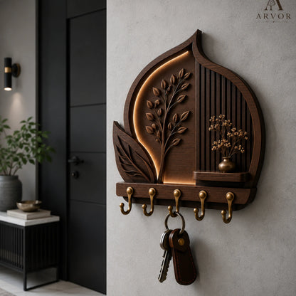 Arvexa Leaf Aura Wooden Key Holder